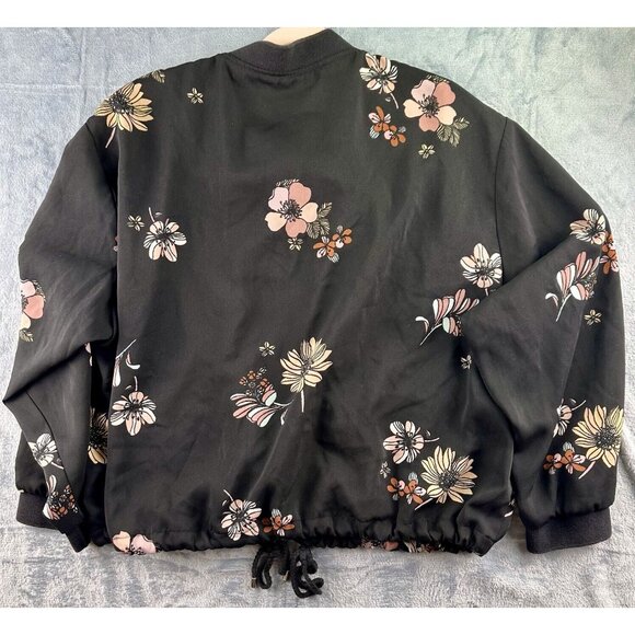 WHO WHAT WEAR Floral Jacket Women’s 3X Black Fall Zipper w/ Pockets Cinch Waist - Picture 2 of 16